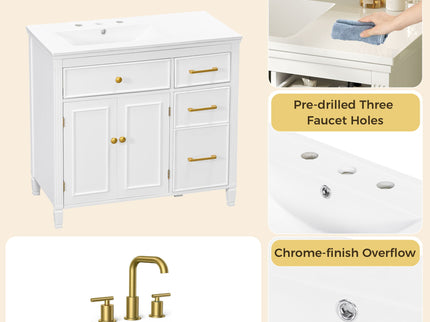 2 Piece Freestanding Bathroom Vanity Set With Sink Top, Reversible Dual Layout