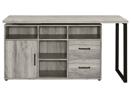 Corrado - L-Shape Office Desk With Storage - Gray