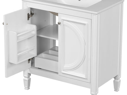 Double Sink Bathroom Vanity Set With Wall Mount Mirror Cabinet
