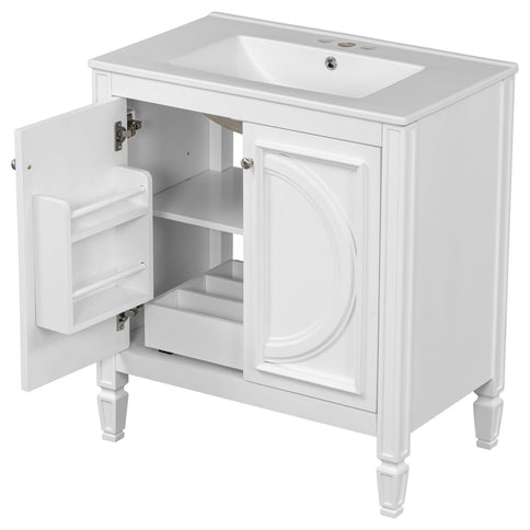 Double Sink Bathroom Vanity Set With Wall Mount Mirror Cabinet
