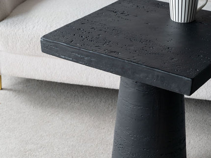 Square Side Table With Pedestal Base