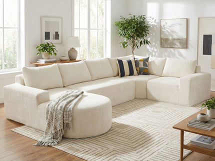 Modular Cloud Sectional Sofa Set, U-Shaped Upholstered Couch With Deep Seat