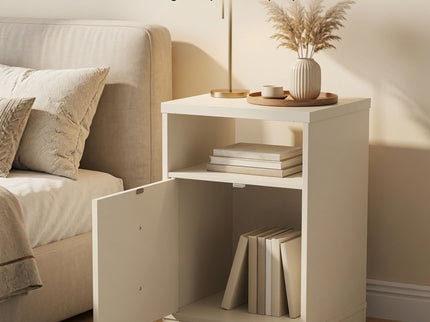Nightstand With Door & Shelf, 2 Drawer Side Table