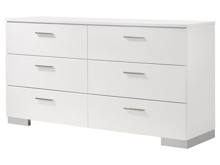 Dulcey - 6 Drawer Dresser With Accents, Bedroom Storage - Gloss White