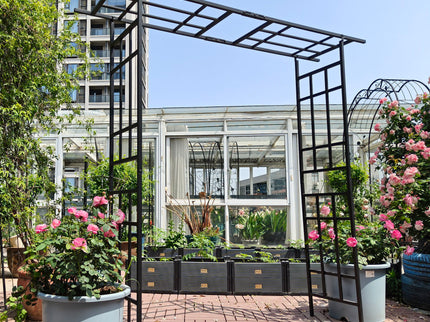 Garden Arch With Adjustable Width Climbing Plants Support - Black