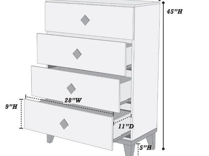 Bedroom Chest Of Drawers With 4 Drawer Storage - Gray / Gray