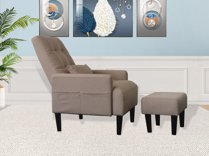 Living Room Sofa Single Chair And Ottoman, Modern Multi-Function Fabric Living Room Sofa Lounge Chair Bed And Stool. Soft Leisure Single Chair Adjustable Into 5 Angles With Sofa Bed
