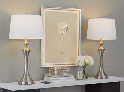 Flint - Contemporary Table Lamp Built In USB Port (Set of 2)