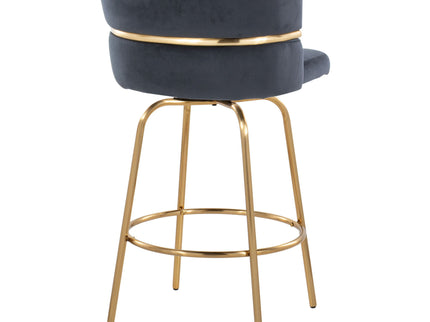Cinch - Glam / Art Deco Fixed Height Counter Stool With Swivel With Round Footrest (Set of 2)