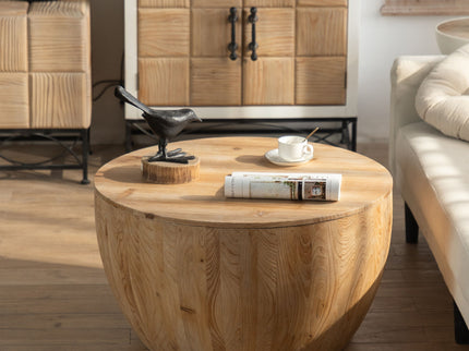 Vintage Style Barrel Coffee Table With Storage