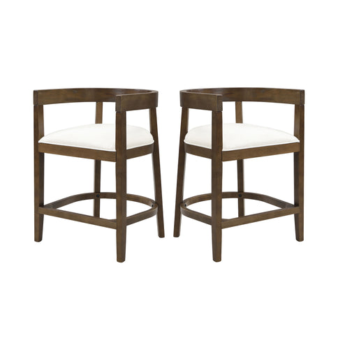 Modern Rubberwood Counter Stool Set With Upholstered Seats