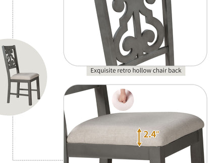 5 Piece Round Dining Table And Chair Set With Unique Legs And Hollow Chair Back