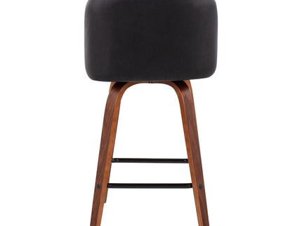 Toriano - Mid Century Modern Fixed Height Counter Stool & Square Footrest (Set of 2)