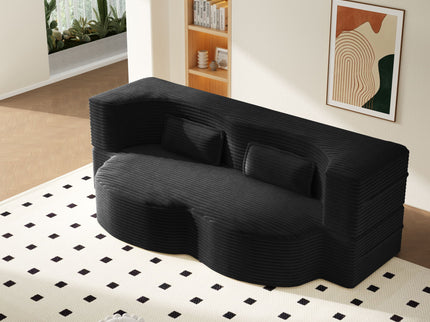 Modern Floor Sofa With 2 Pillows, Convertible Twin Size Folding Mattress For Living Room
