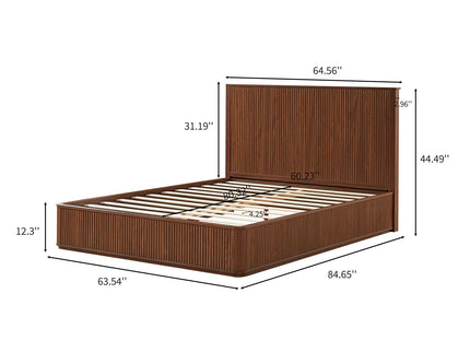 Wave Pattern Headboard Platform Bed Frame
