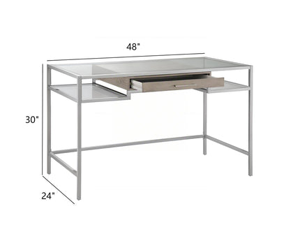 Adela - Writing Desk - Antique Silver