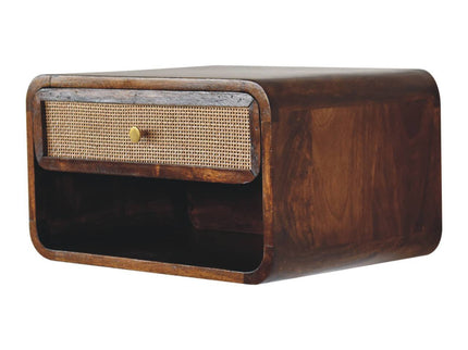 Wall Mounted Open Woven Bedside Table - Chestnut