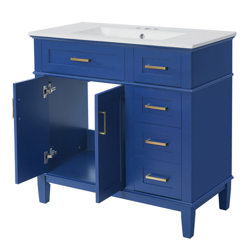 Modern Bathroom Vanity With Ceramic Sink, Soft Close Storage Cabinet