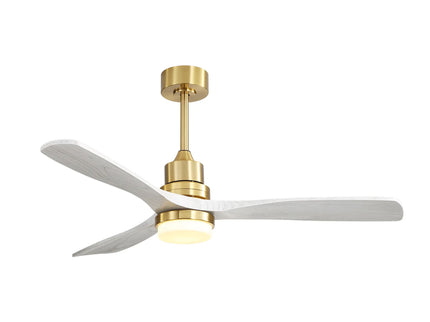 52" Ceiling Fan With Dimmable LED Light, 3 Blades, DC Motor, Remote Control - Gold