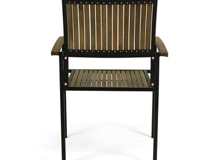 Vermilion - Outdoor Dining Chair With Vertical Slat And Wooden Arm