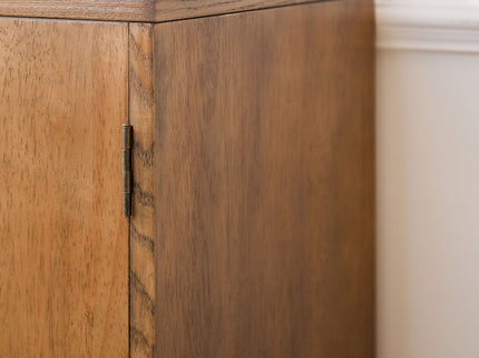 2 Door Accent Storage Cabinet With Floral Design, Sideboard For Living Room - Dark Brown