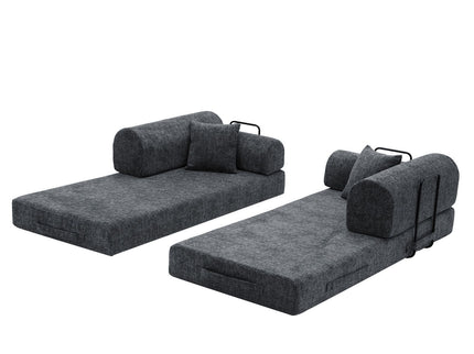 Modern 2 Tone Fabric Convertible Sleeper Sofa Bed