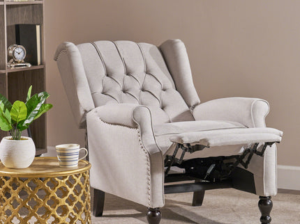 Armchair Recliner With Pushback Mechanism And Wingback Design