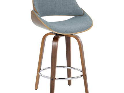 Fabrizzi - Mid Century Modern Fixed Height Counter Stool With Swivel With Round Footrest (Set of 2)