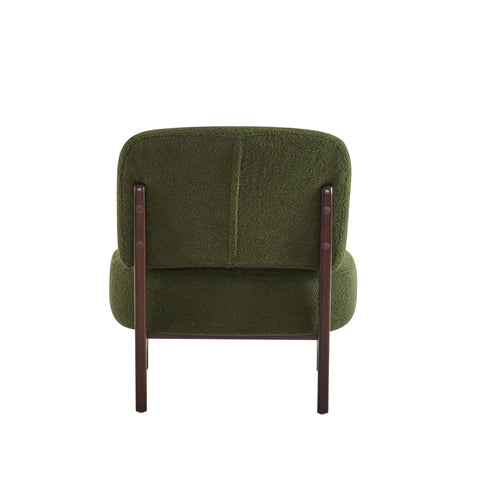 Modern Boucle Lounge Chair With Solid Wood Fram
