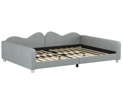Upholstered Daybed, Sherpa Fabric Sofabed With Cloud-Shaped Backrest