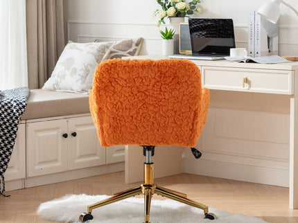 Office Chair, Artificial Rabbit Hair Home Office Chair With Metal Base, Adjustable Desk Chair Swivel Office Chair, Vanity Chair