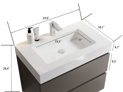 Alice - Bathroom Vanity With Sink, Wall Mounted, Floating