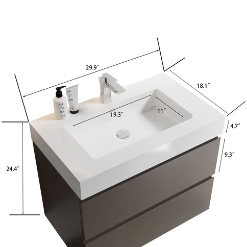 Alice - Bathroom Vanity With Sink, Wall Mounted, Floating