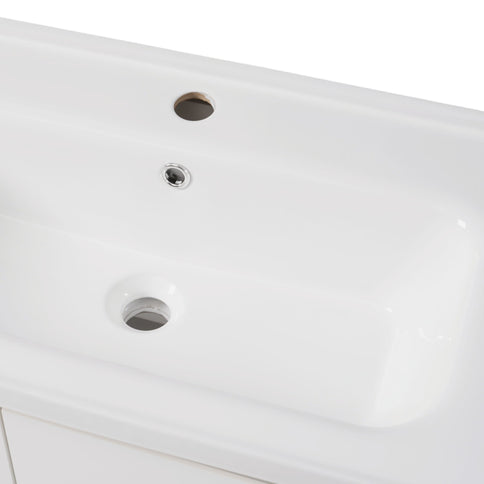 Wall Mounted Bathroom Vanity With Sink, 2 Open Shelves - White