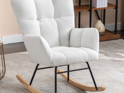 Teddy Fabric Rocking Gilder Nursery Chair For Living Room Indoor - Ivory