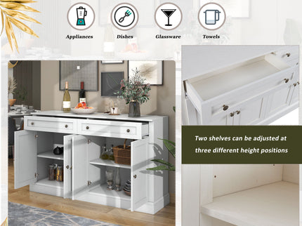 Kitchen Sideboard Storage Buffet Cabinet With 2 Drawers & 4 Doors Adjustable Shelves For Dining Room, Living Room