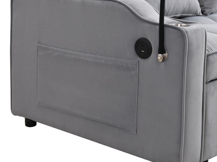 Modern Loveseat With Pullout Bed, Adjustable Reclining Backrest