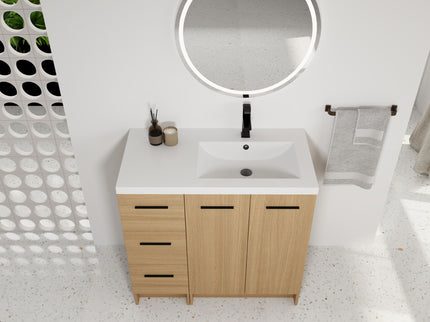 Wall Mounted Floating Bathroom Vanity With Sink, Door & Drawers Modular Cabinet