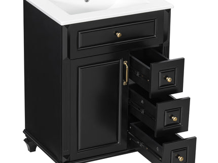 Freestanding Bathroom Vanity With Sink, 3 Drawers & Flip-Out Drawer
