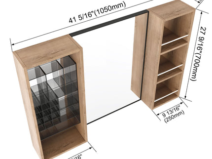 41.3" Wall Mounted Bathroom Cabinet With Storage - Imitative Oak