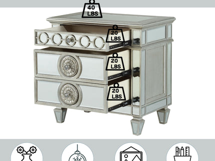 Varian - Mirrored Nightstand - Silver