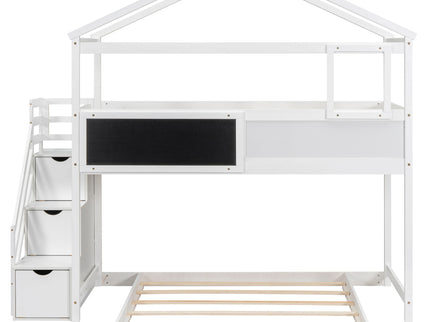 House Style Bunk Bed With Storage Staircase And board