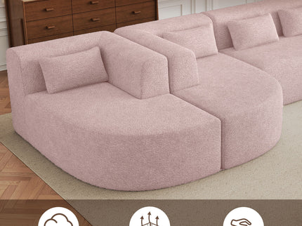 Upholstered Sofa Free Combined Sofa Couch With 2 Chaise Lounge And Five Back Pillows For Living Room