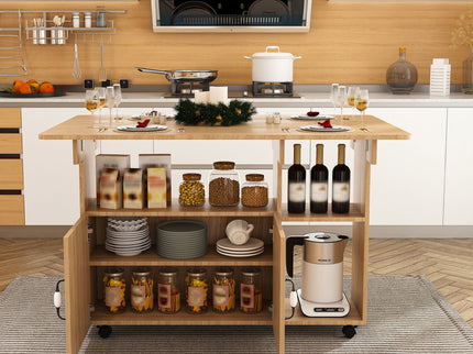 Multi Functional Folding Table With Storage Shelves And Wheels