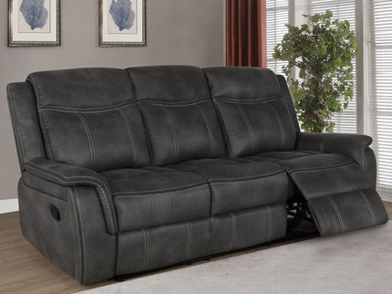 Franklin - Upholstered Padded Arm Reclining Sofa With Manual Recline - Charcoal