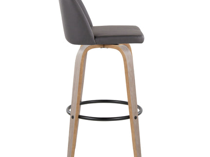 Toriano - Mid-Century Modern Fixed Height BarStool With Round Footrest (Set of 2)