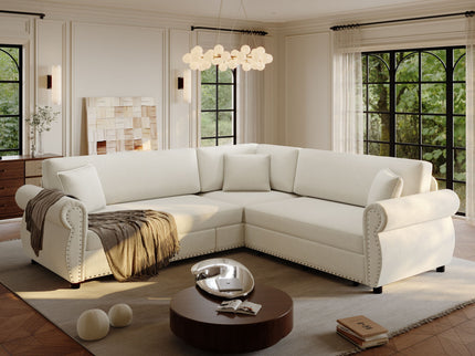 L-Shaped Sofa Couch With Pull-Out Bed