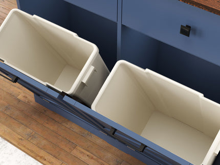 Double Tilt Out Trash Cabinet With Hideaway Drawer And Barn Door Style