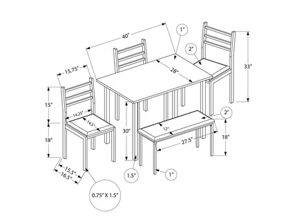 Dining Set, 5 Pieces Set, Rectangular, Small, Contemporary & Modern