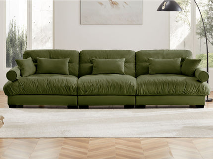 Modern Sofa With Bolstered Armrests And Pillows